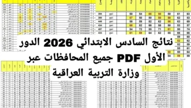 نتائج السادس الابتدائي 2026