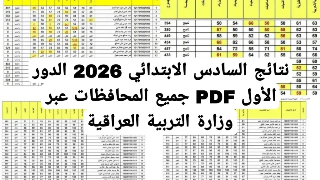 نتائج السادس الابتدائي 2026